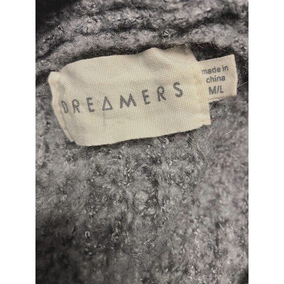 Dreamers Womens Fuzzy Cardigan Gray Sweater Size M/L - Picture 2 of 8